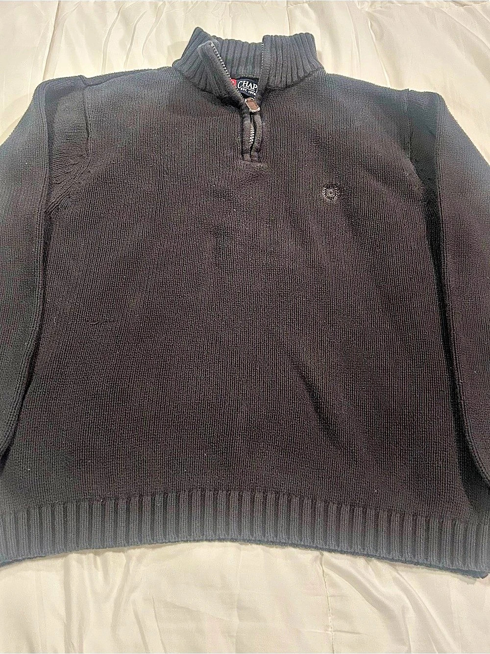 Chaps Men's Cotton Zip-Up Sweater Black Size Large